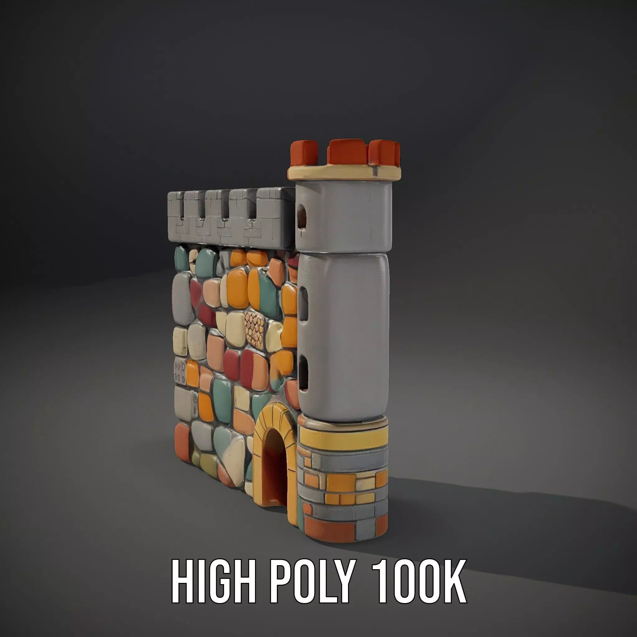 Colorful Castle Wall model pack Low-poly 3D model_8