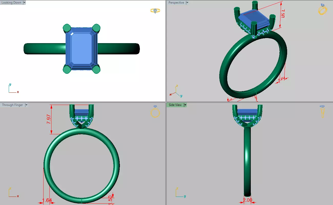 radiant under halo solitare ring 3D print model_4