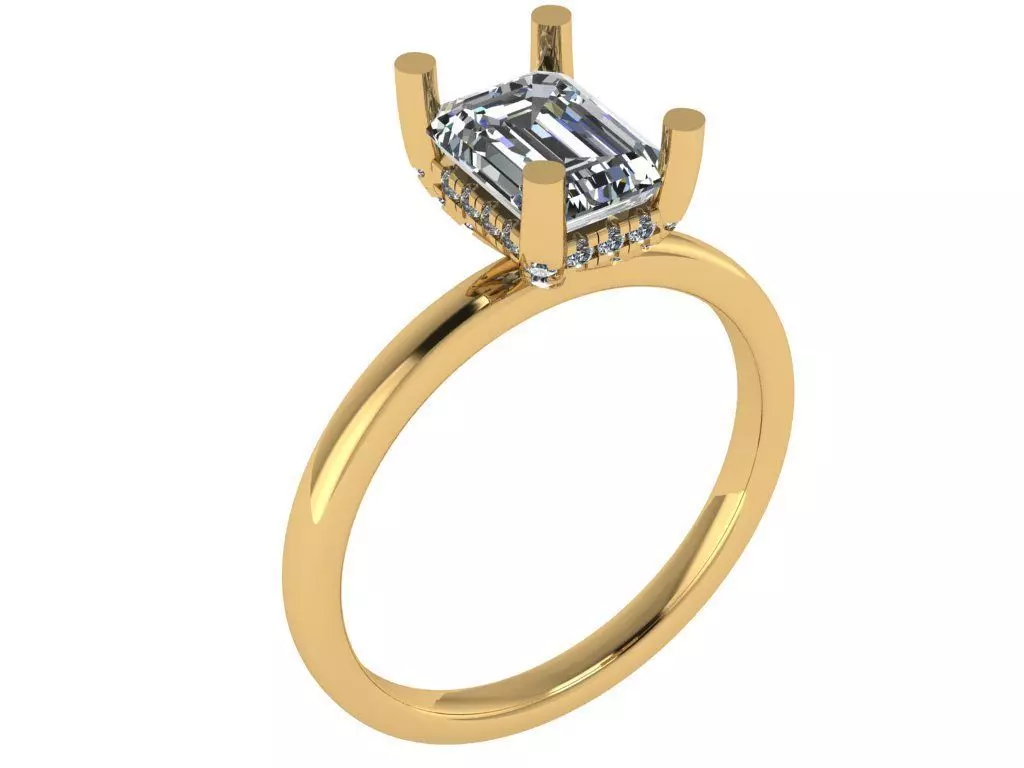 radiant under halo solitare ring 3D print model_0