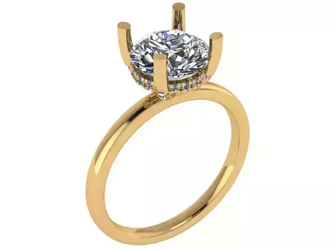 four claw under halo solitare ring 