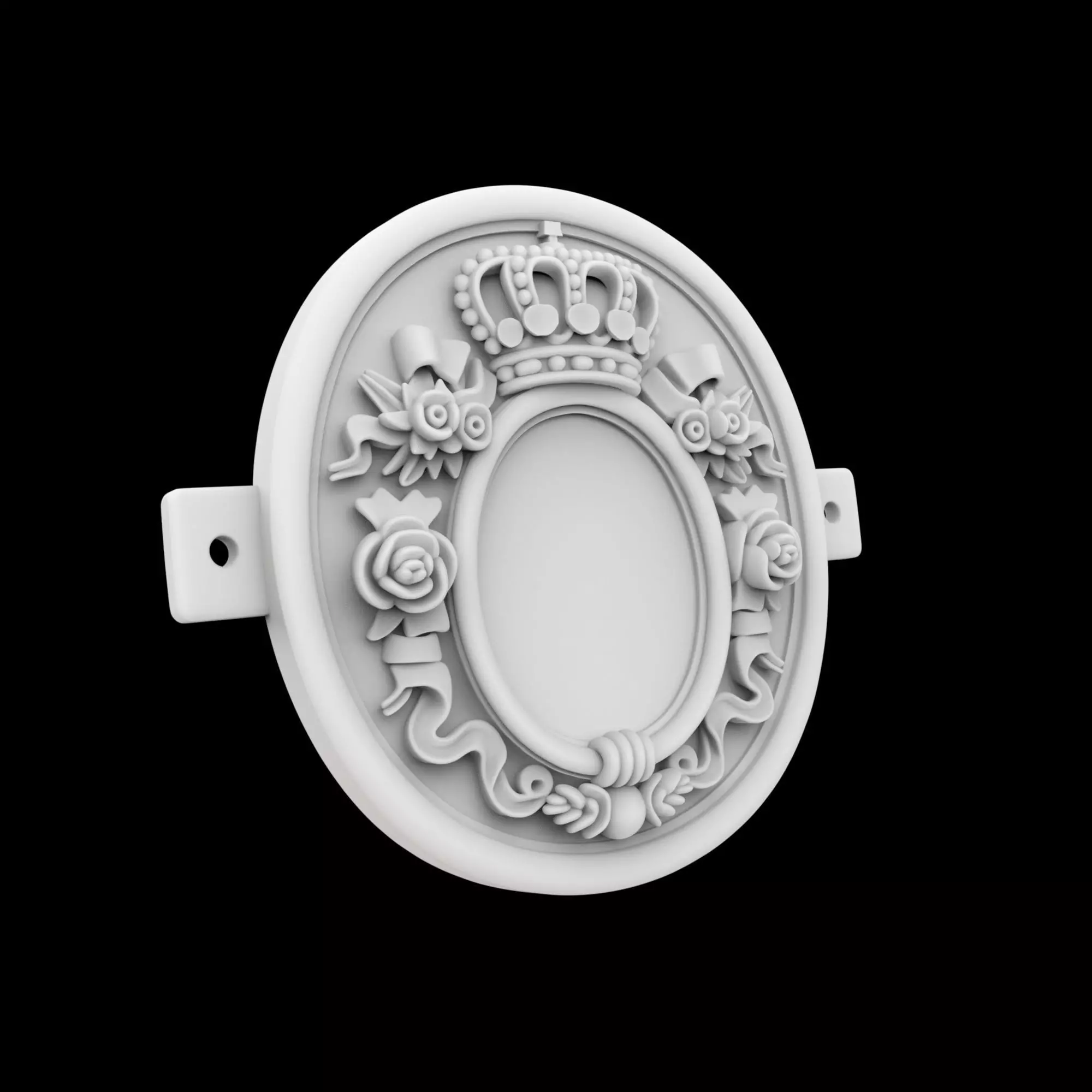 Baroque Cartouche Plaque with Crown 3D Print Model 3D print model