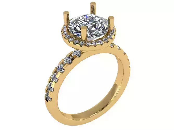 Round halo solitare ring 