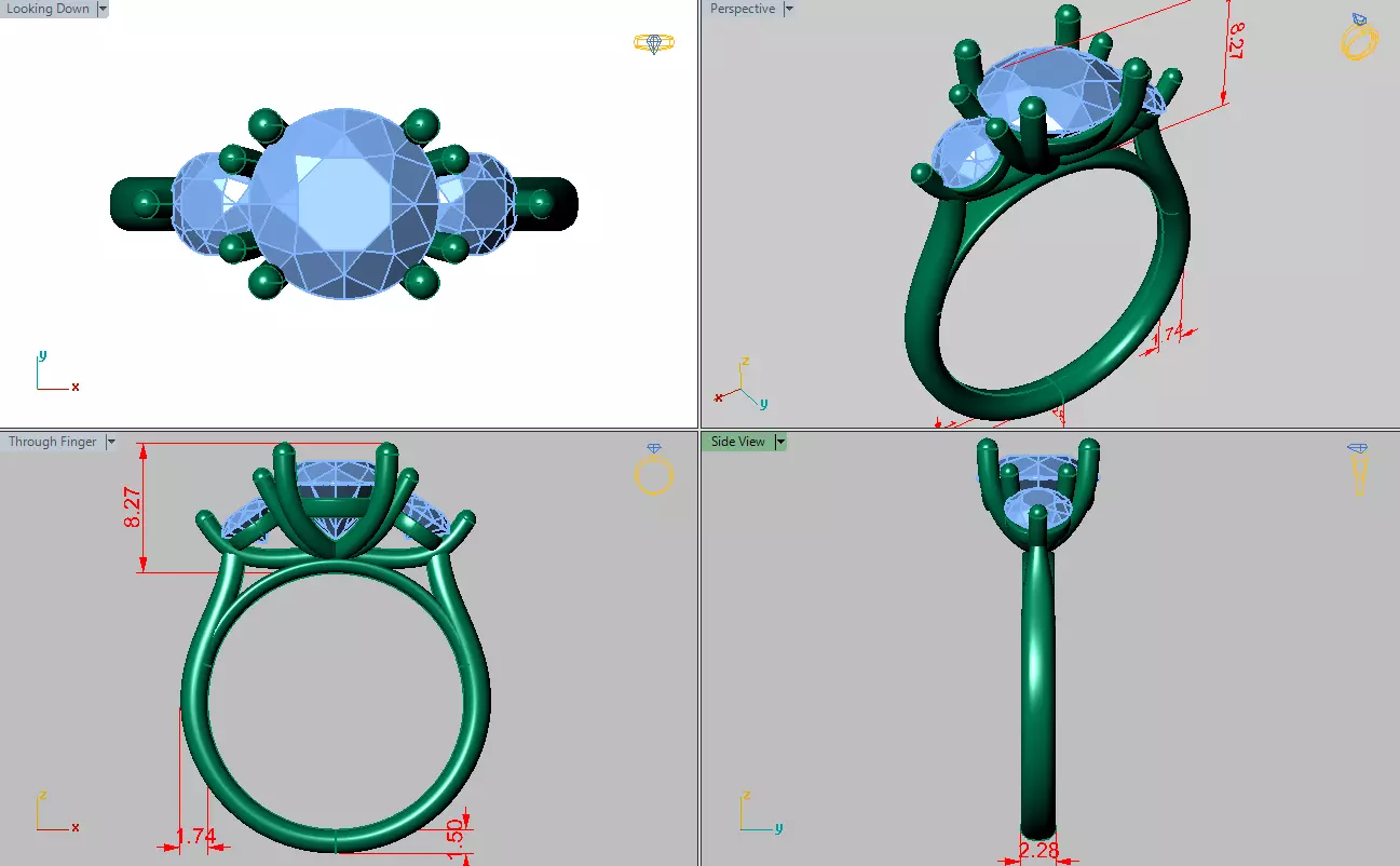 trinity ring with cathedral shank 3D print model_4