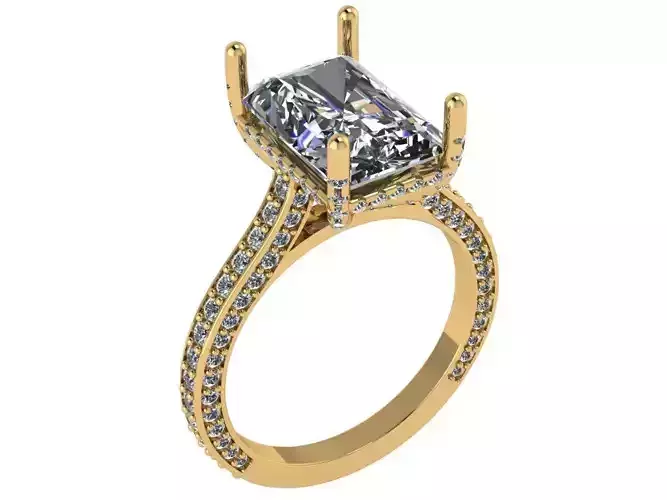 radiant  cut luxury solitare with all pave under - around  shank