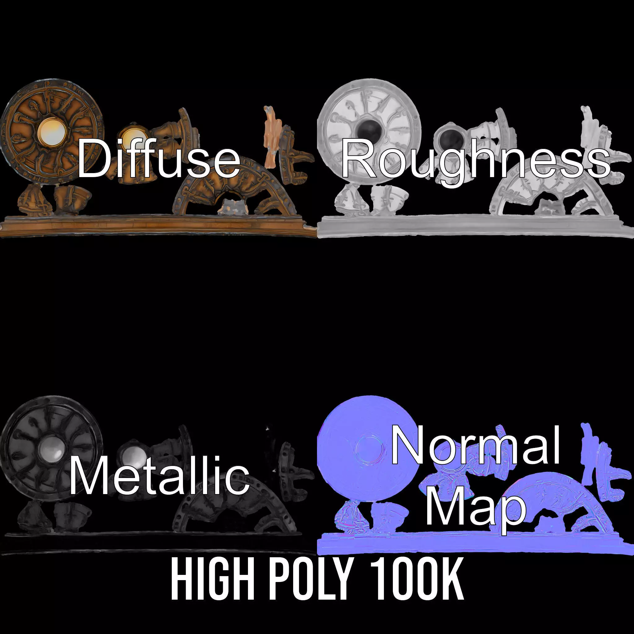 Mystic Bronze Amulet model pack Low-poly 3D model_3