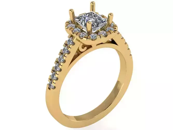 cushion shape solitare halo ring 