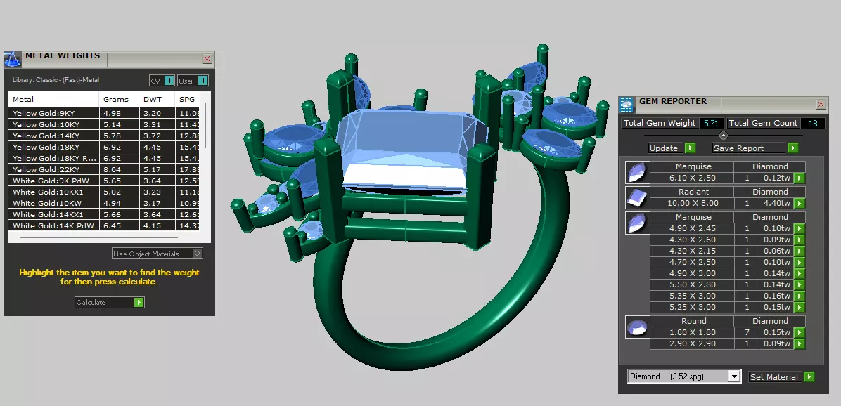 flower shape open concept with elongated radiant luxury ring 3D print model_5