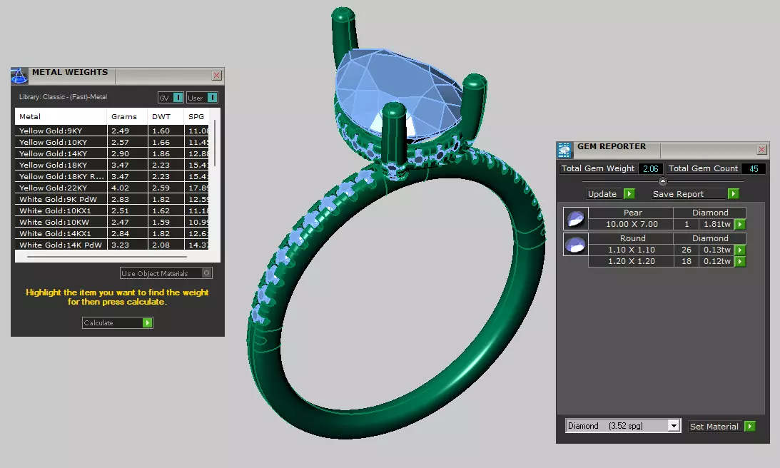 pear shape solitare ring  3D print model_5