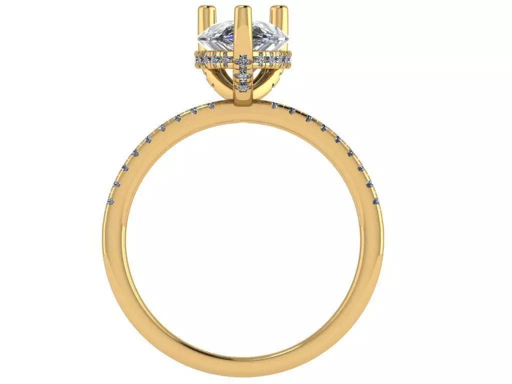 pear shape solitare ring  3D print model_1