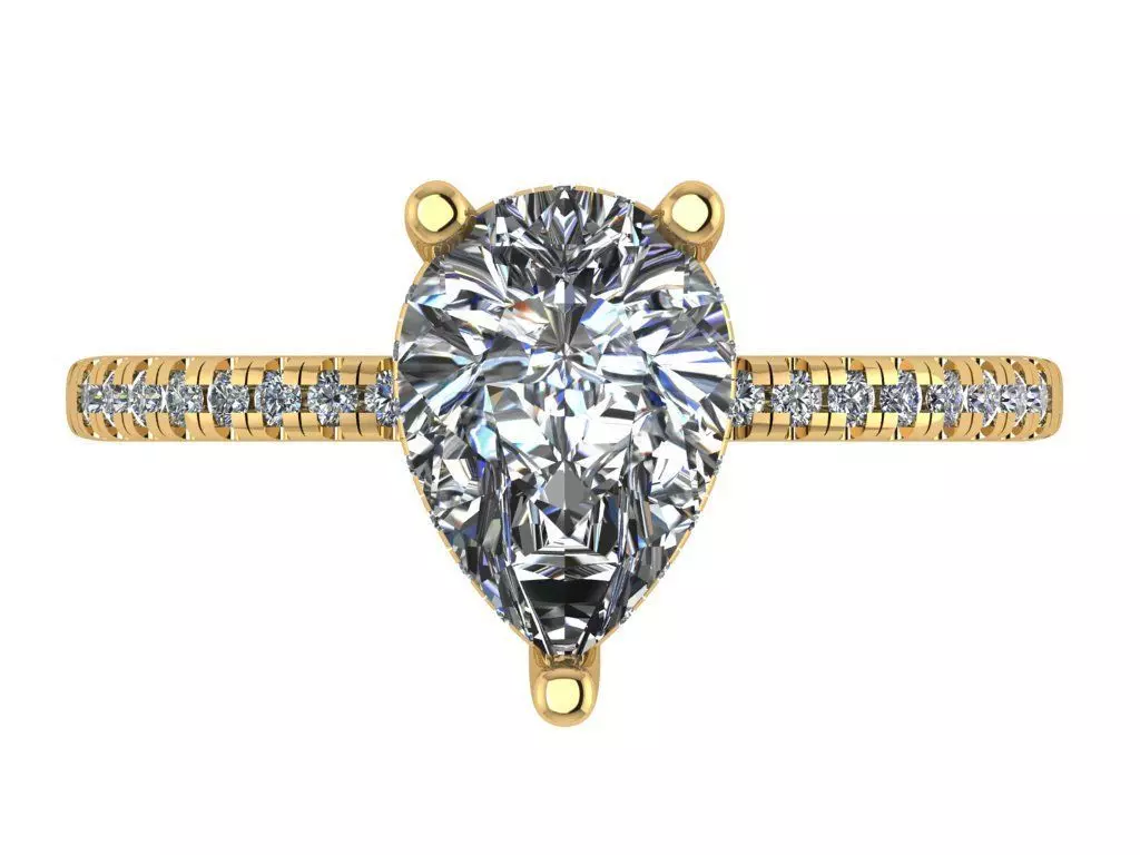 pear shape solitare ring  3D print model_2