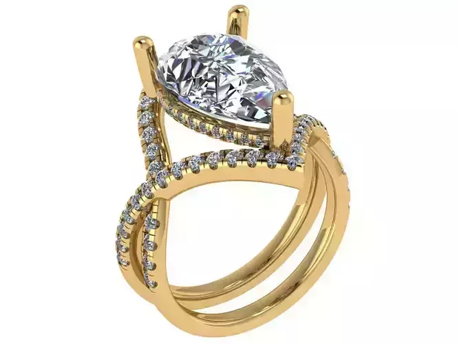 pear shape cross pointy solitare ring 