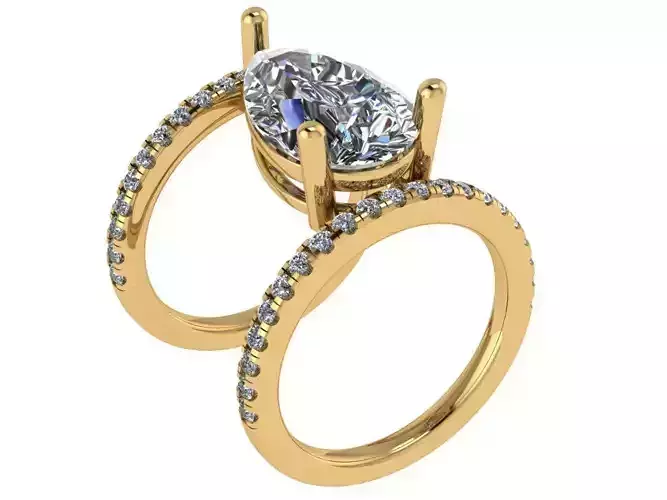 pear shape 2 band modern luxury ring 