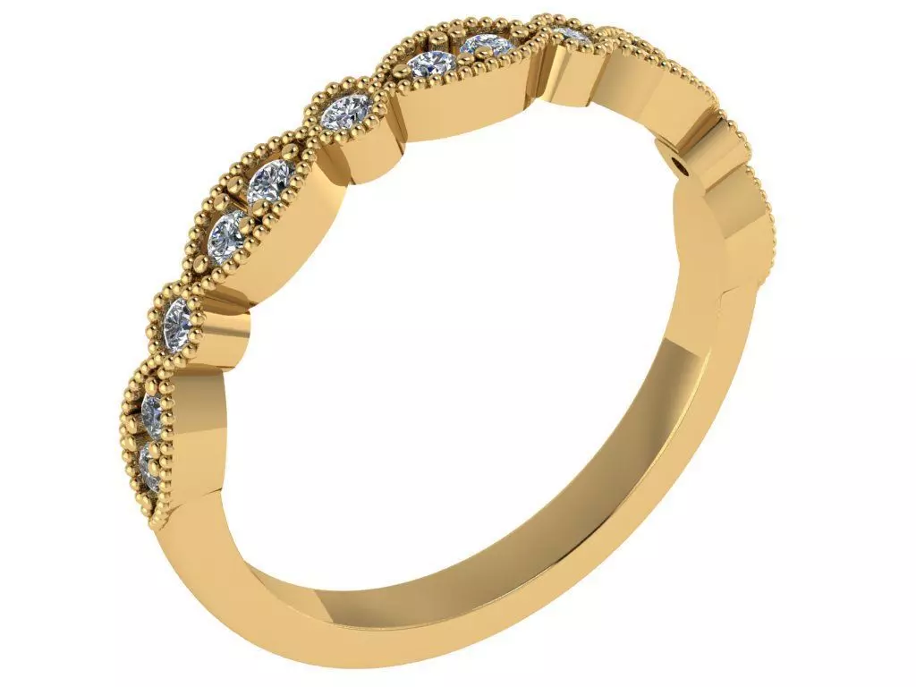 marquise round matching wedding band 3D print model_0