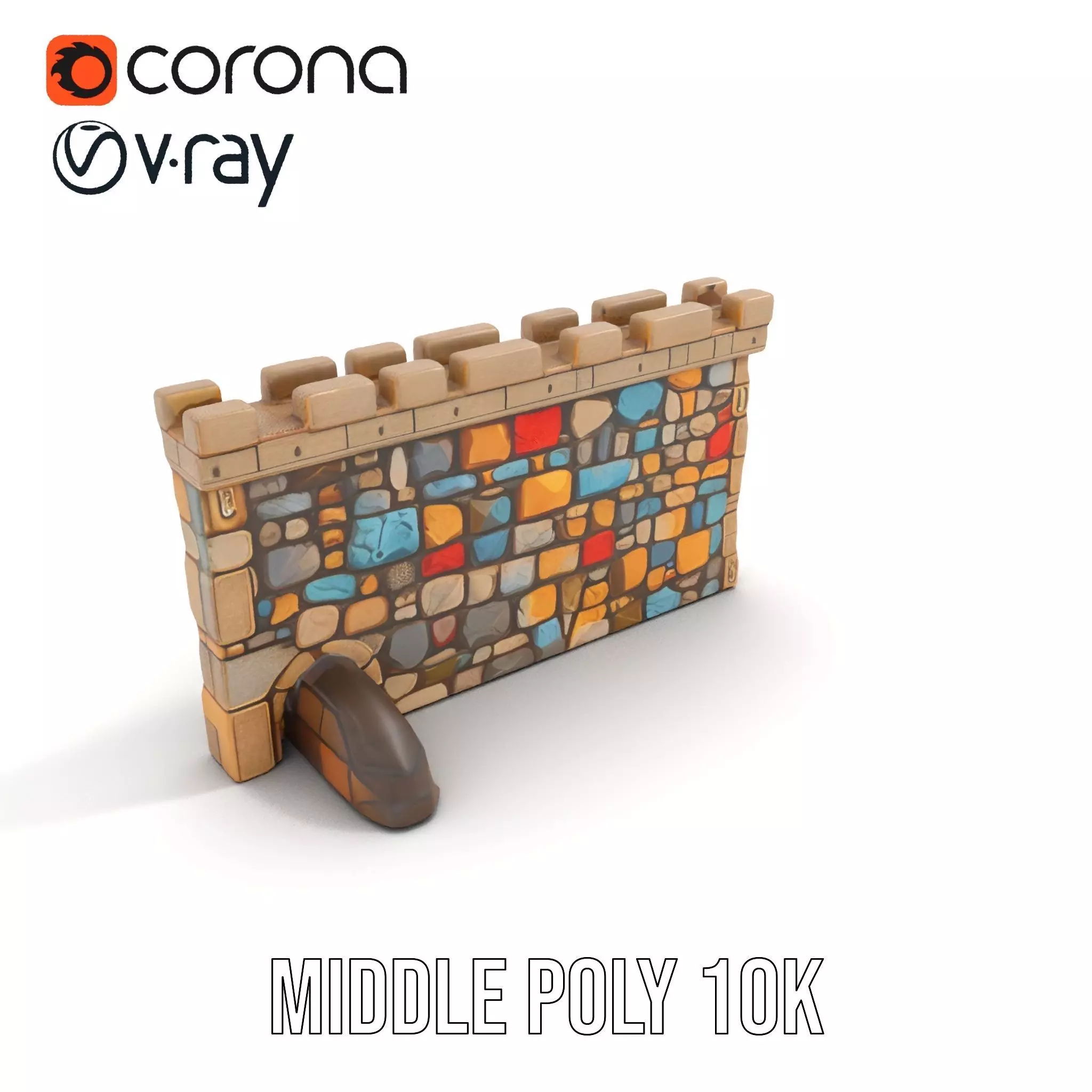 Colorful Stone Wall model pack Low-poly 3D model_5