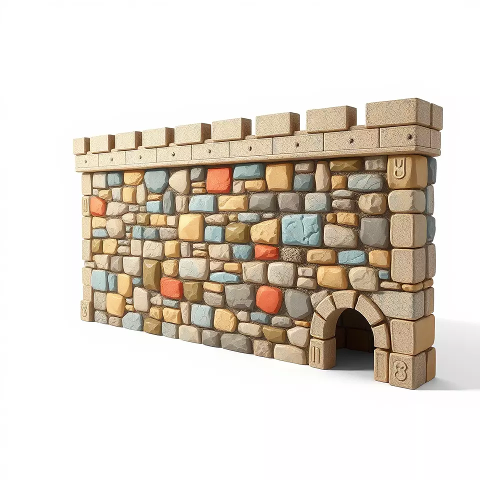 Colorful Stone Wall model pack Low-poly 3D model_2