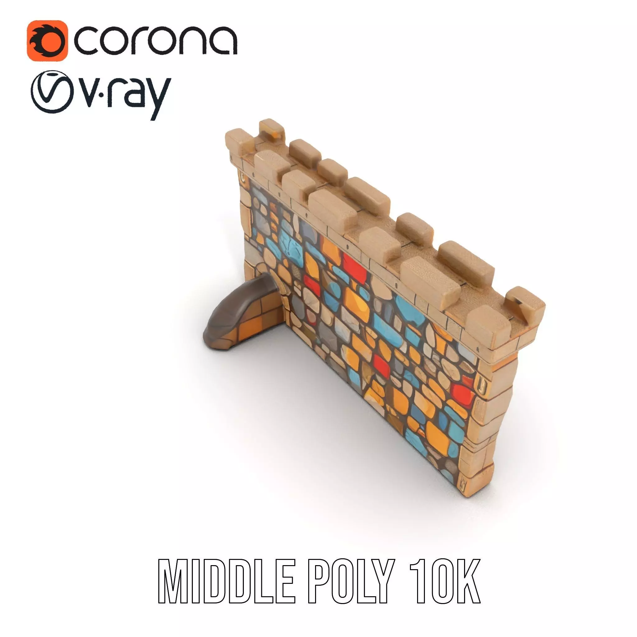 Colorful Stone Wall model pack Low-poly 3D model_18