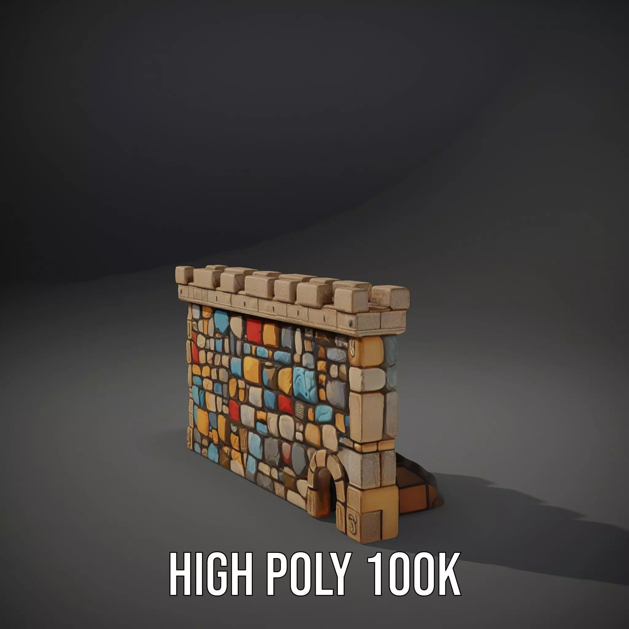 Colorful Stone Wall model pack Low-poly 3D model_8