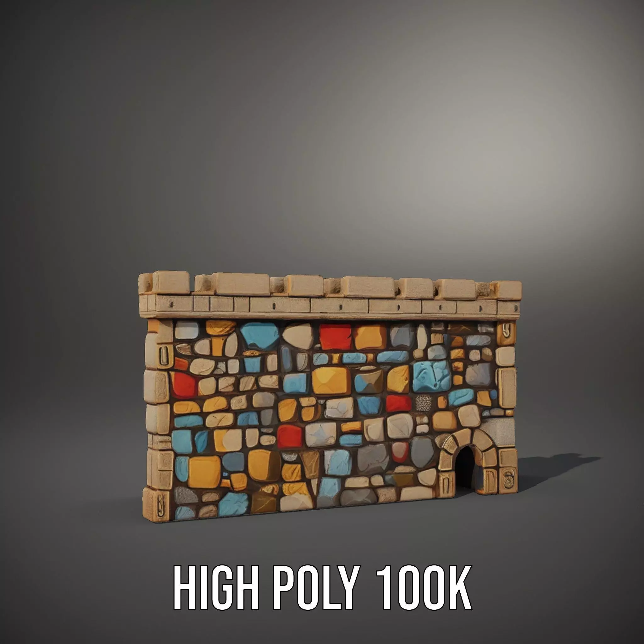 Colorful Stone Wall model pack Low-poly 3D model_10
