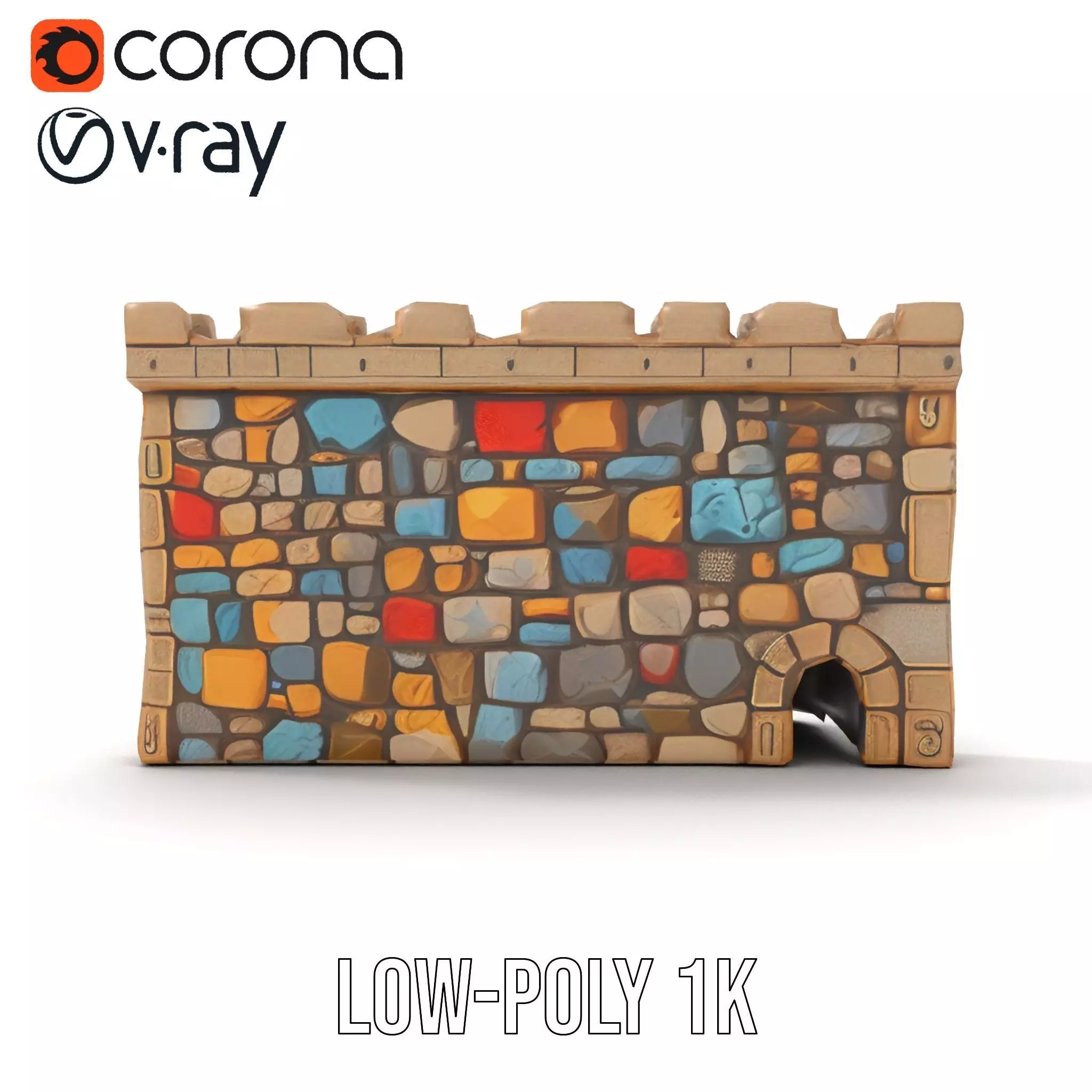 Colorful Stone Wall model pack Low-poly 3D model_21