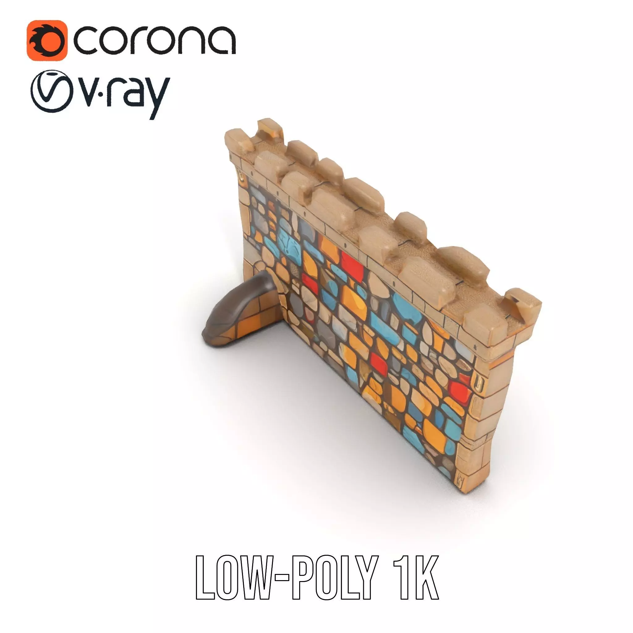 Colorful Stone Wall model pack Low-poly 3D model_19