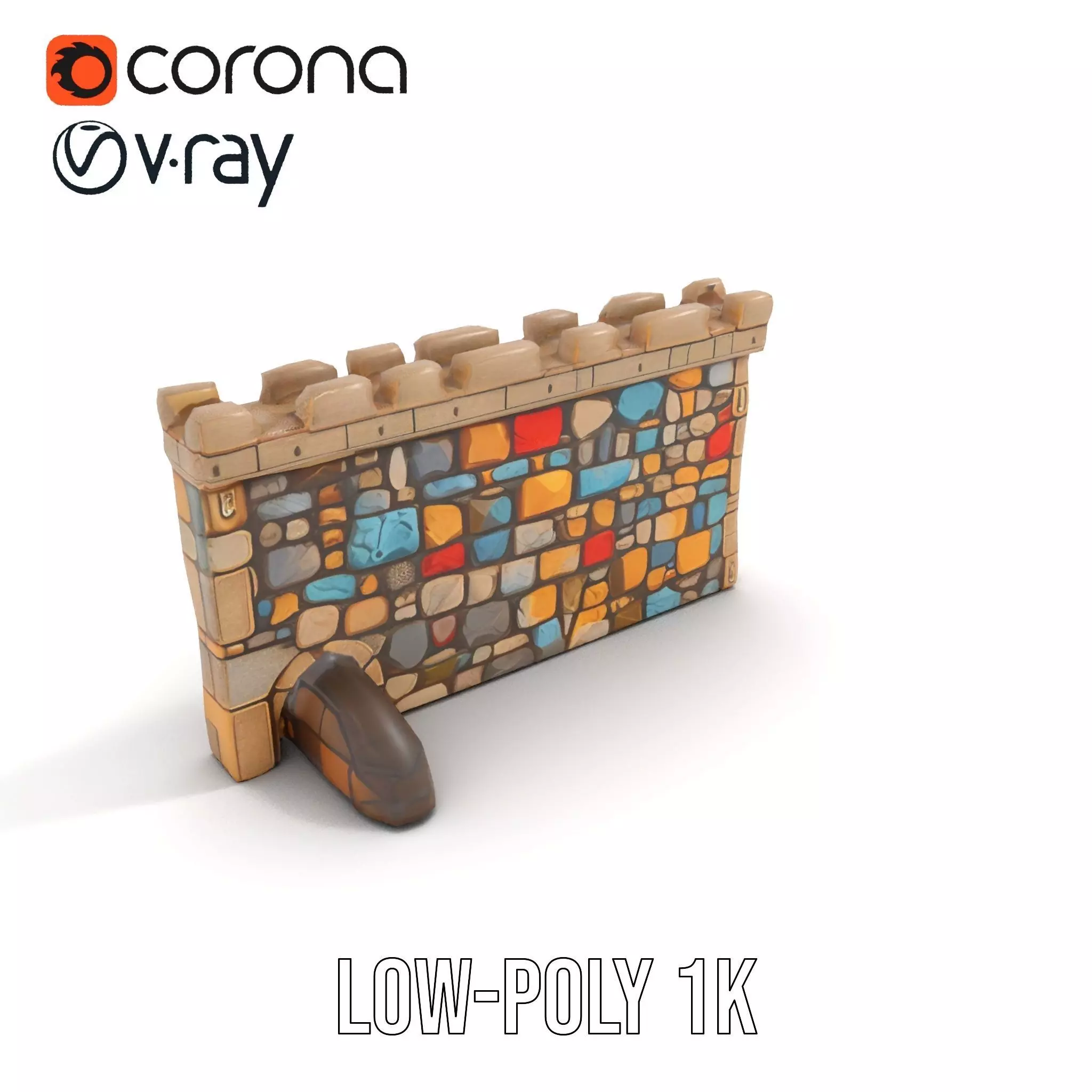 Colorful Stone Wall model pack Low-poly 3D model_7