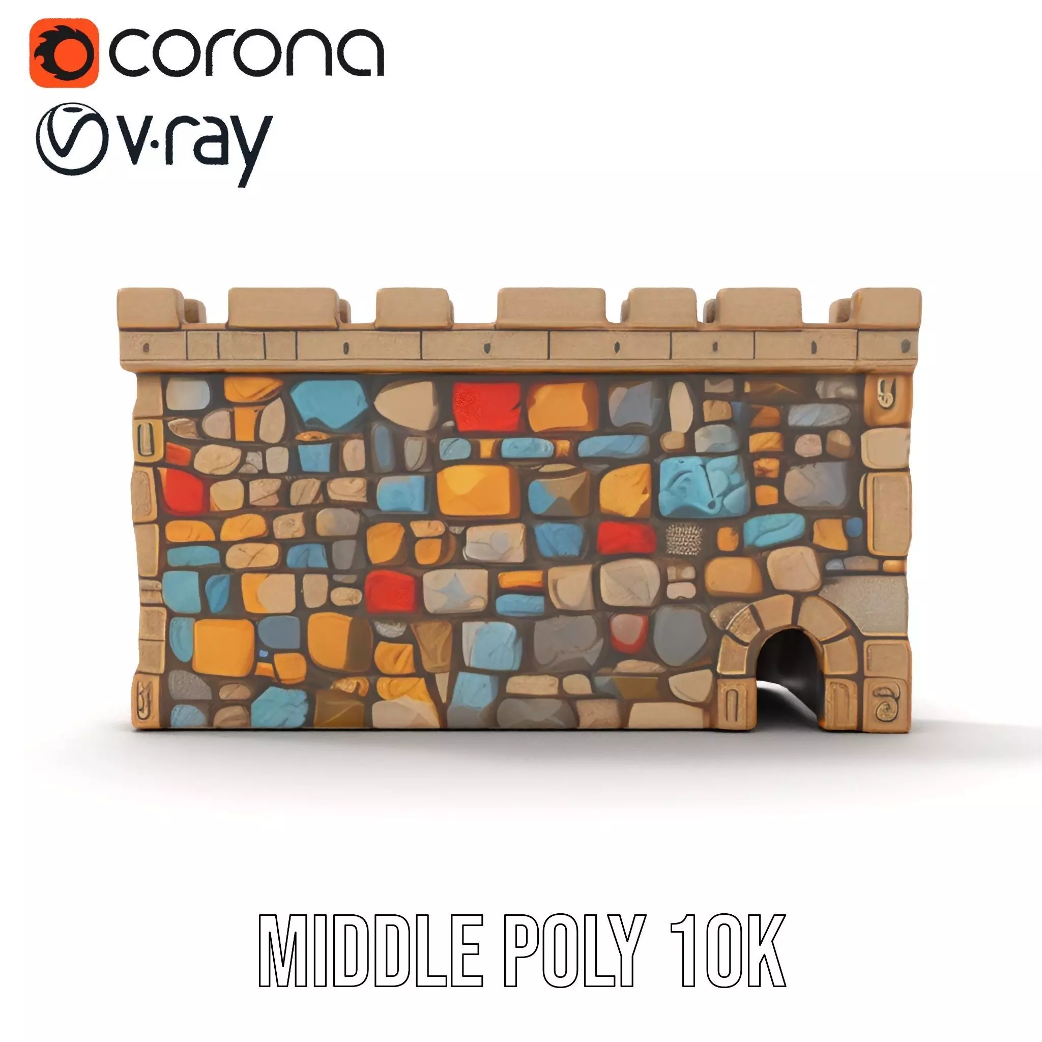 Colorful Stone Wall model pack Low-poly 3D model_16
