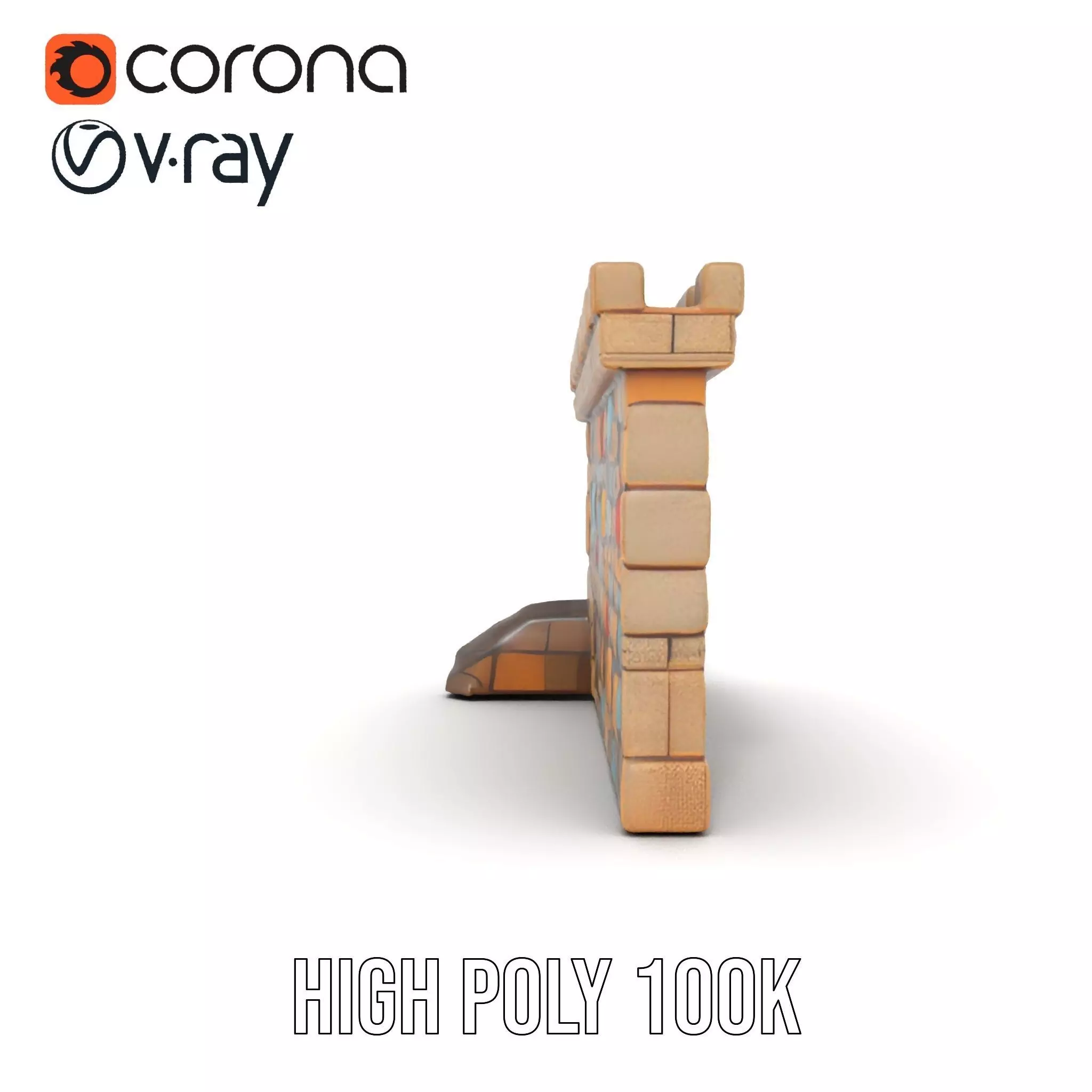 Colorful Stone Wall model pack Low-poly 3D model_22