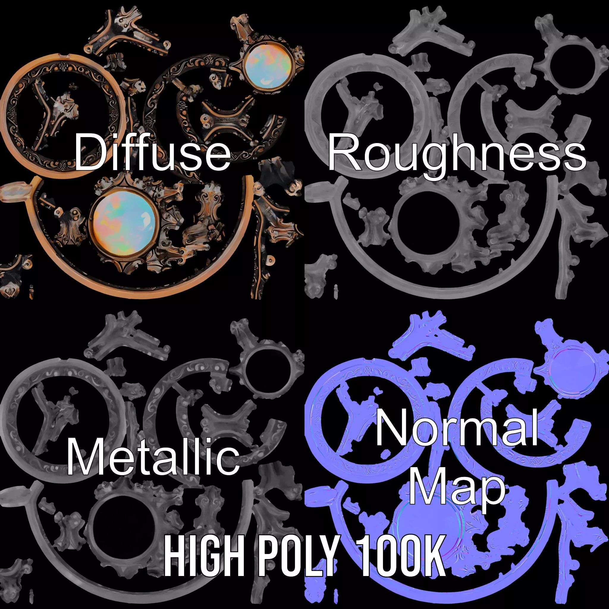 Elegant Opal Pendant model pack Texture_3