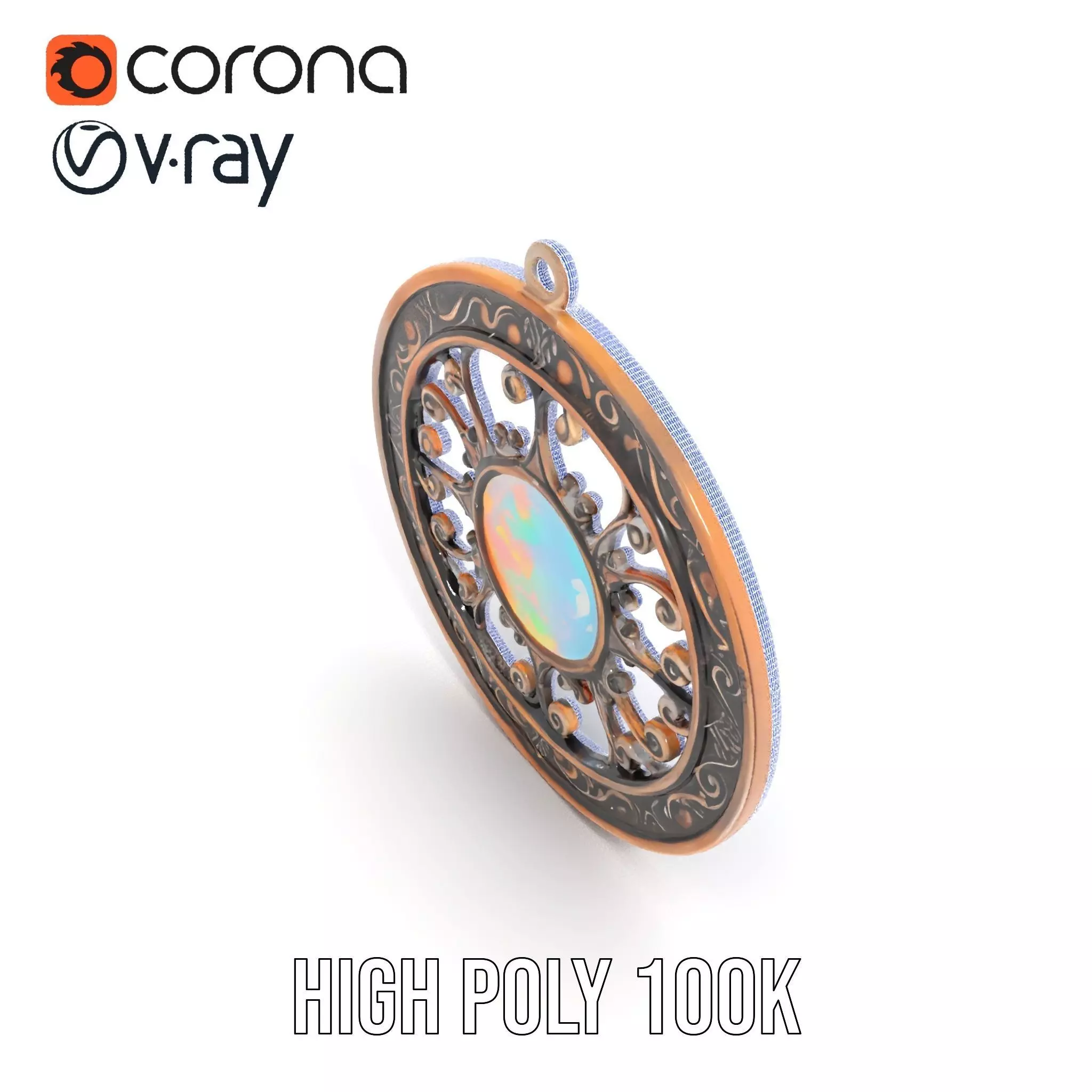 Elegant Opal Pendant model pack Texture_33