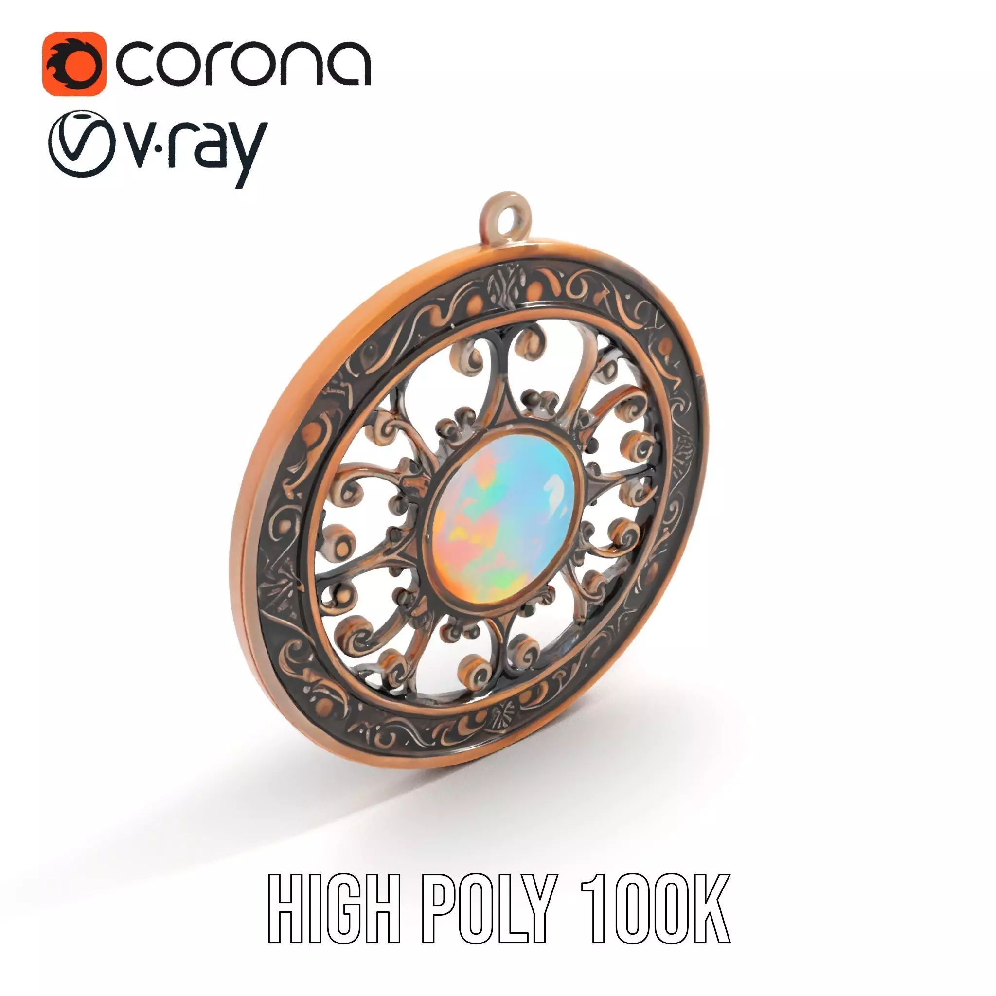 Elegant Opal Pendant model pack Texture_13