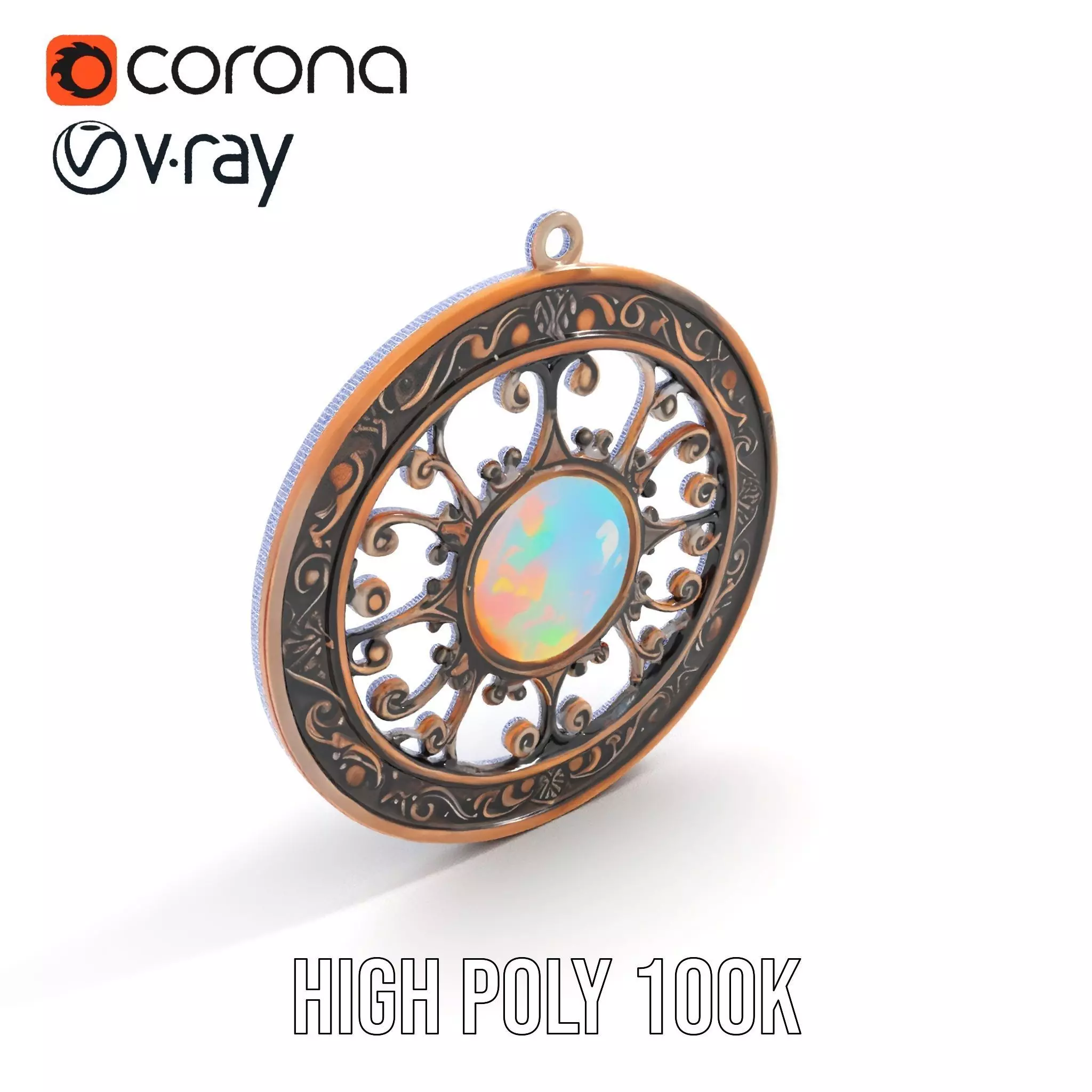Elegant Opal Pendant model pack Texture_28