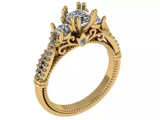 three stone solitare luxury ring 