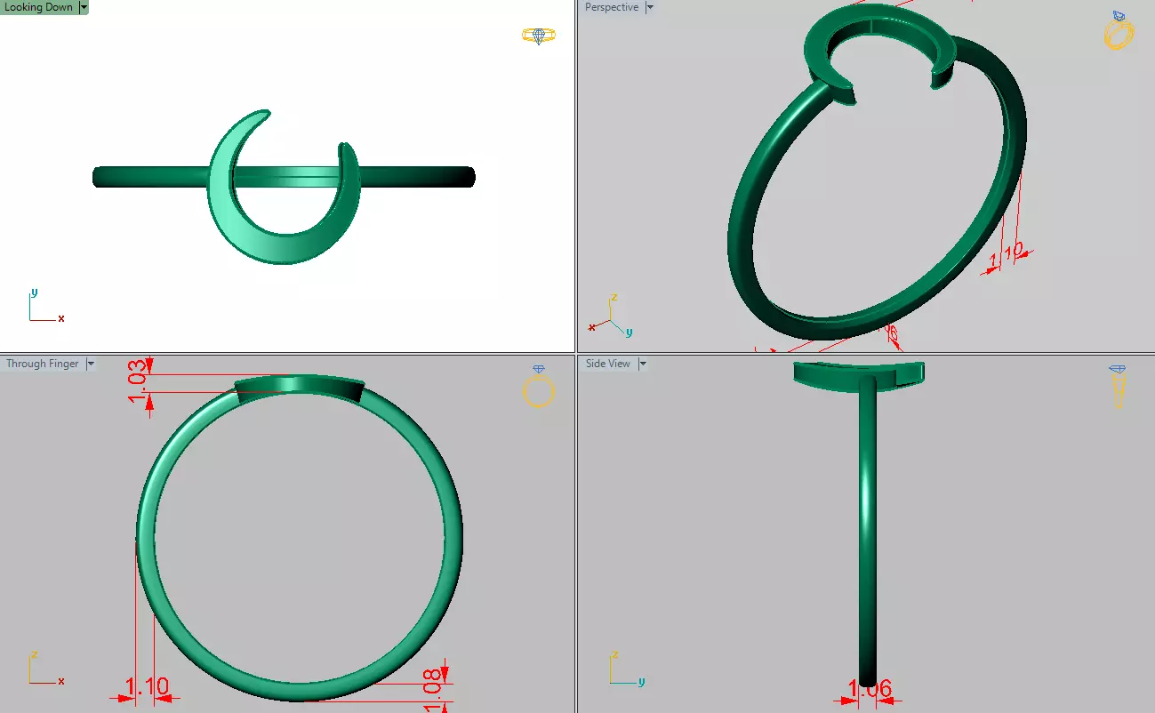 U shape weeding matching band 3D print model_4