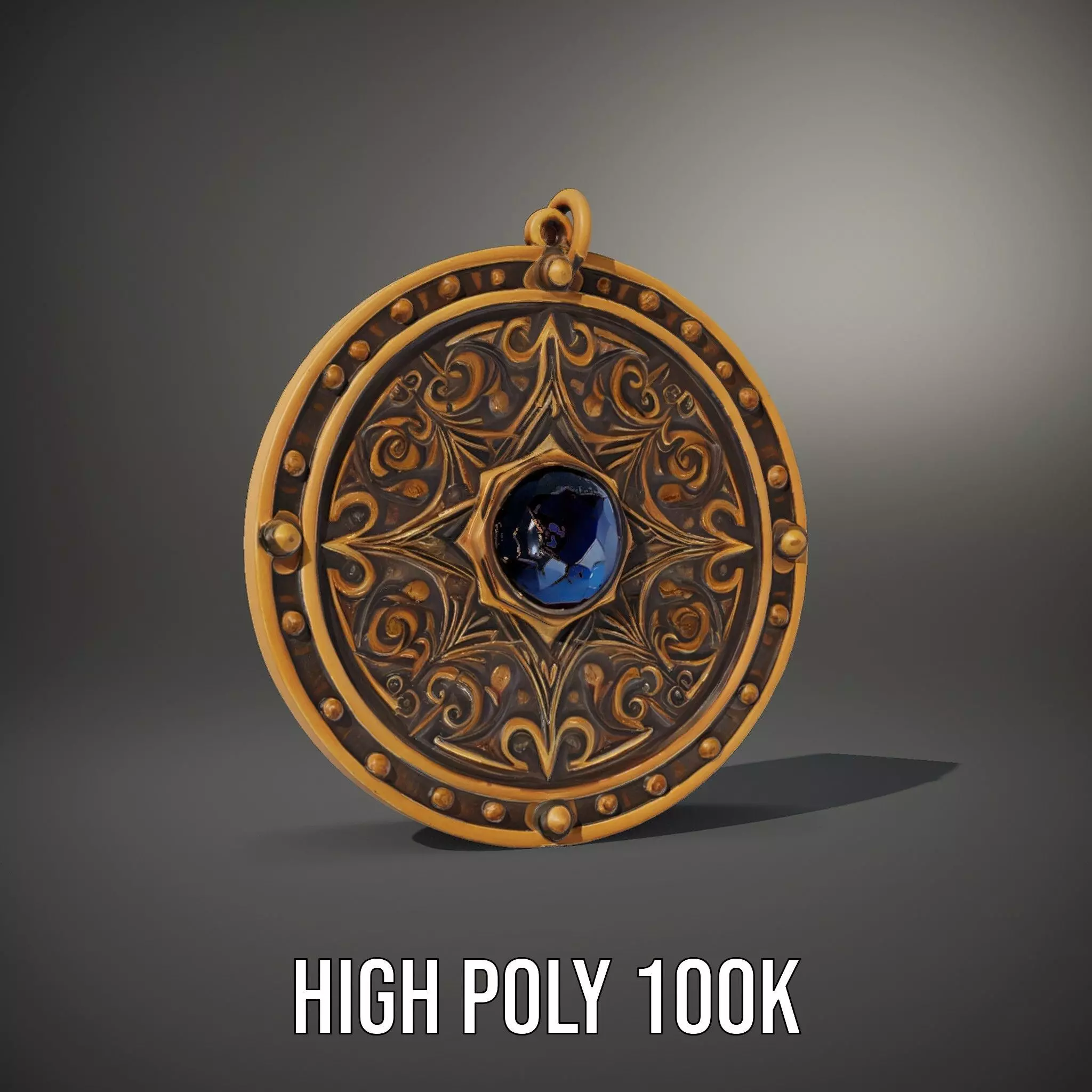 Medieval Ornate Amulet model pack Low-poly 3D model_10