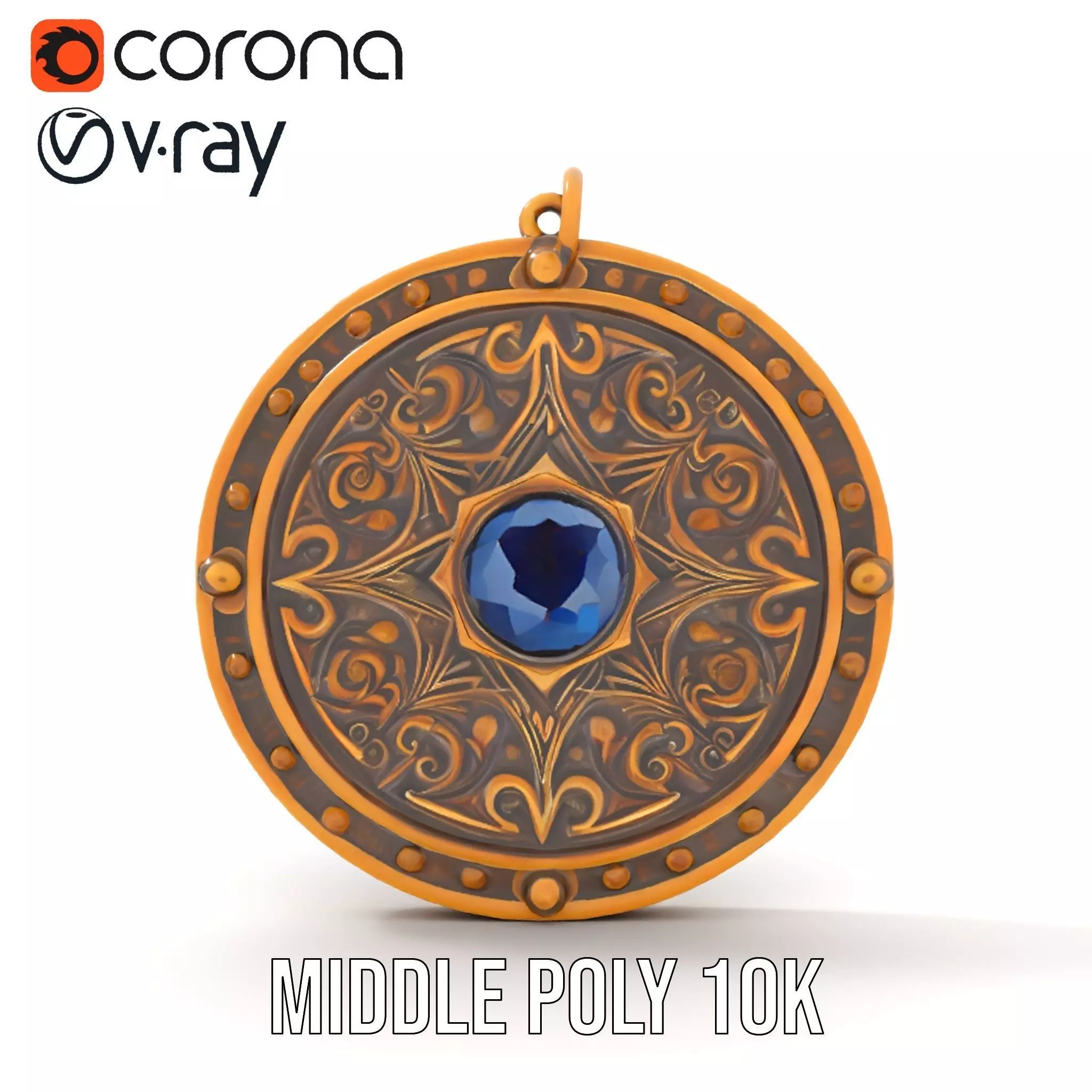 Medieval Ornate Amulet model pack Low-poly 3D model_6