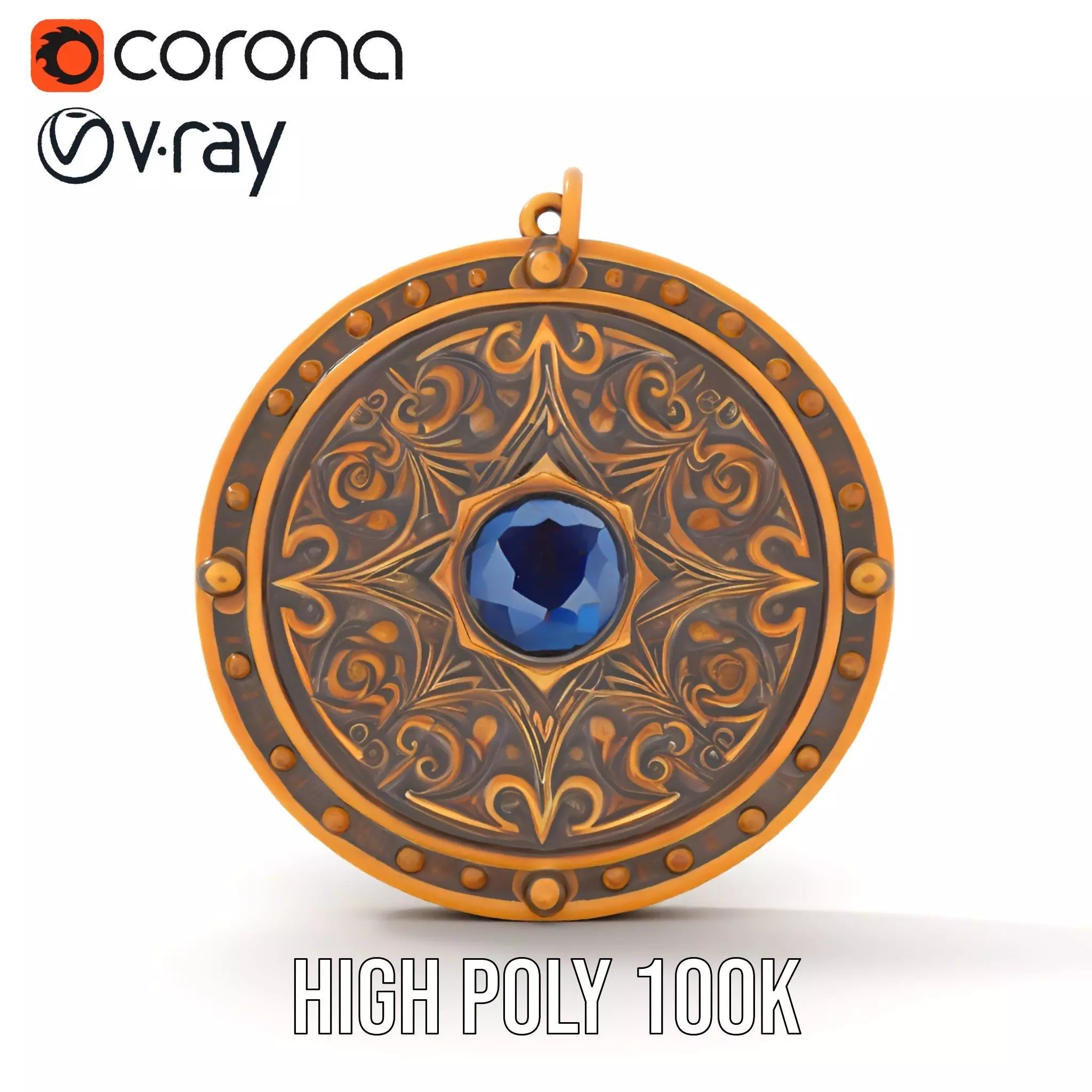Medieval Ornate Amulet model pack Low-poly 3D model_28