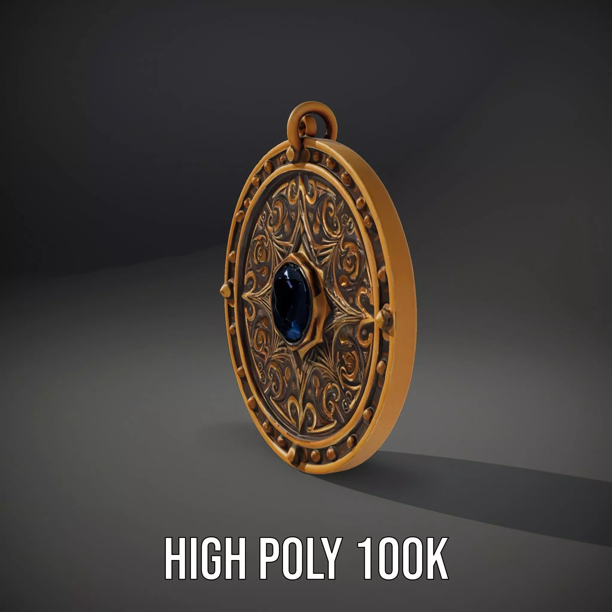Medieval Ornate Amulet model pack Low-poly 3D model_8