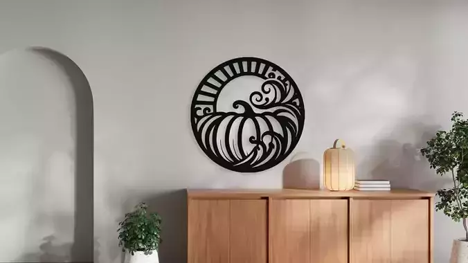 Autumn Pumpkin Scrollwork Wall Decor