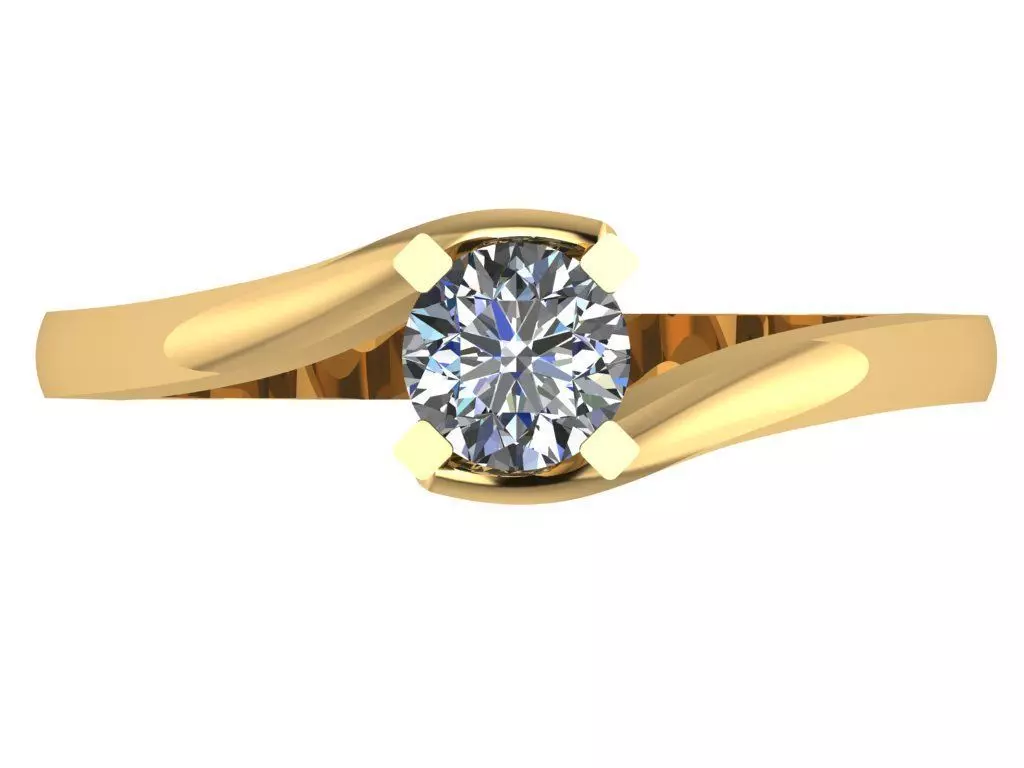 criss cross solitaire with 4 prongs cenetr 3D print model_2