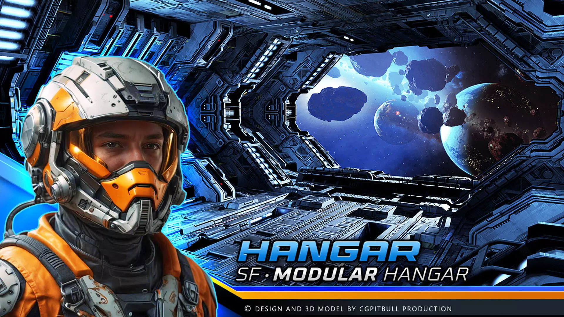 SF - Modular Hangar Low-poly 3D model_0