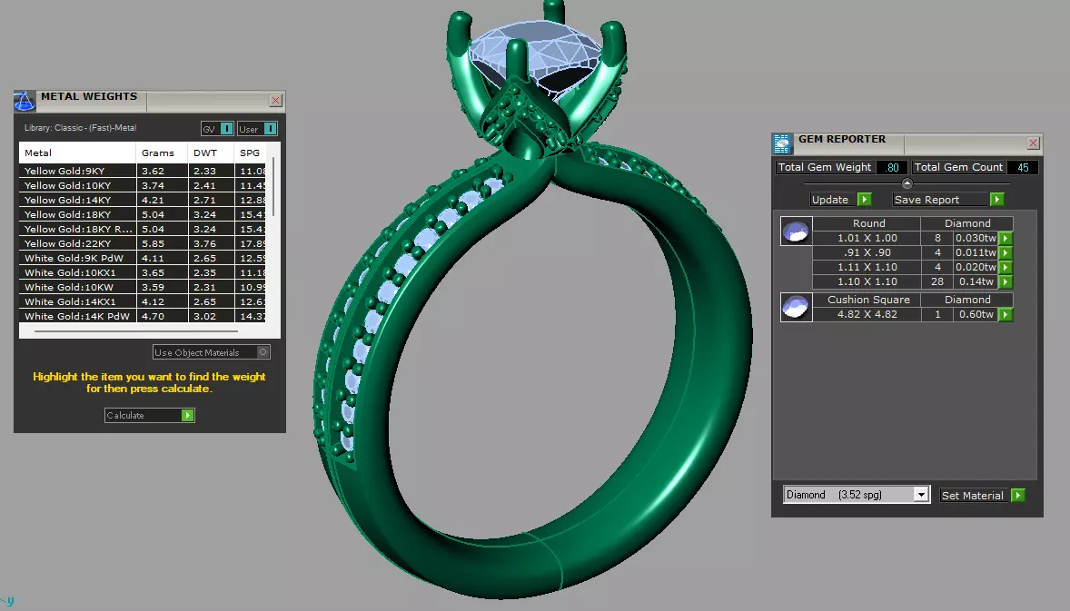 round solitaire 2 row of diamond on shank 3D print model_5