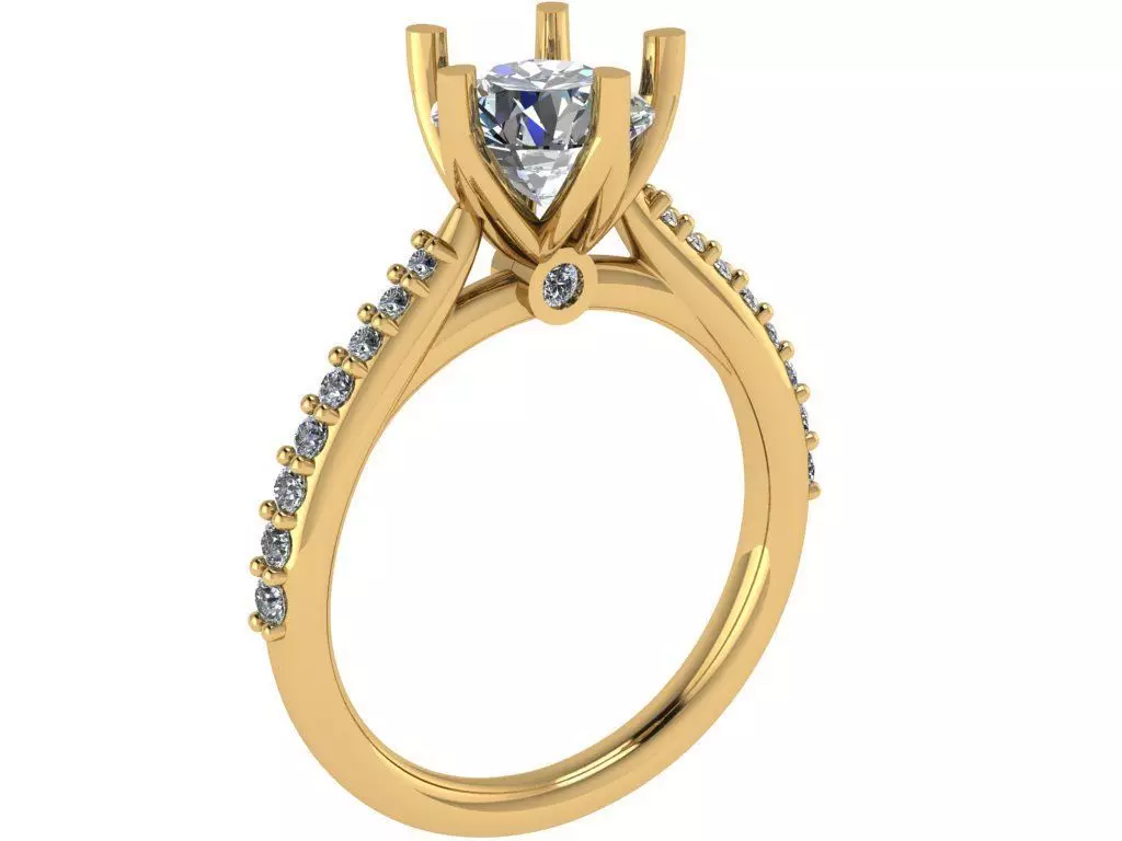 6 prongs cathedral ring 3D print model_0