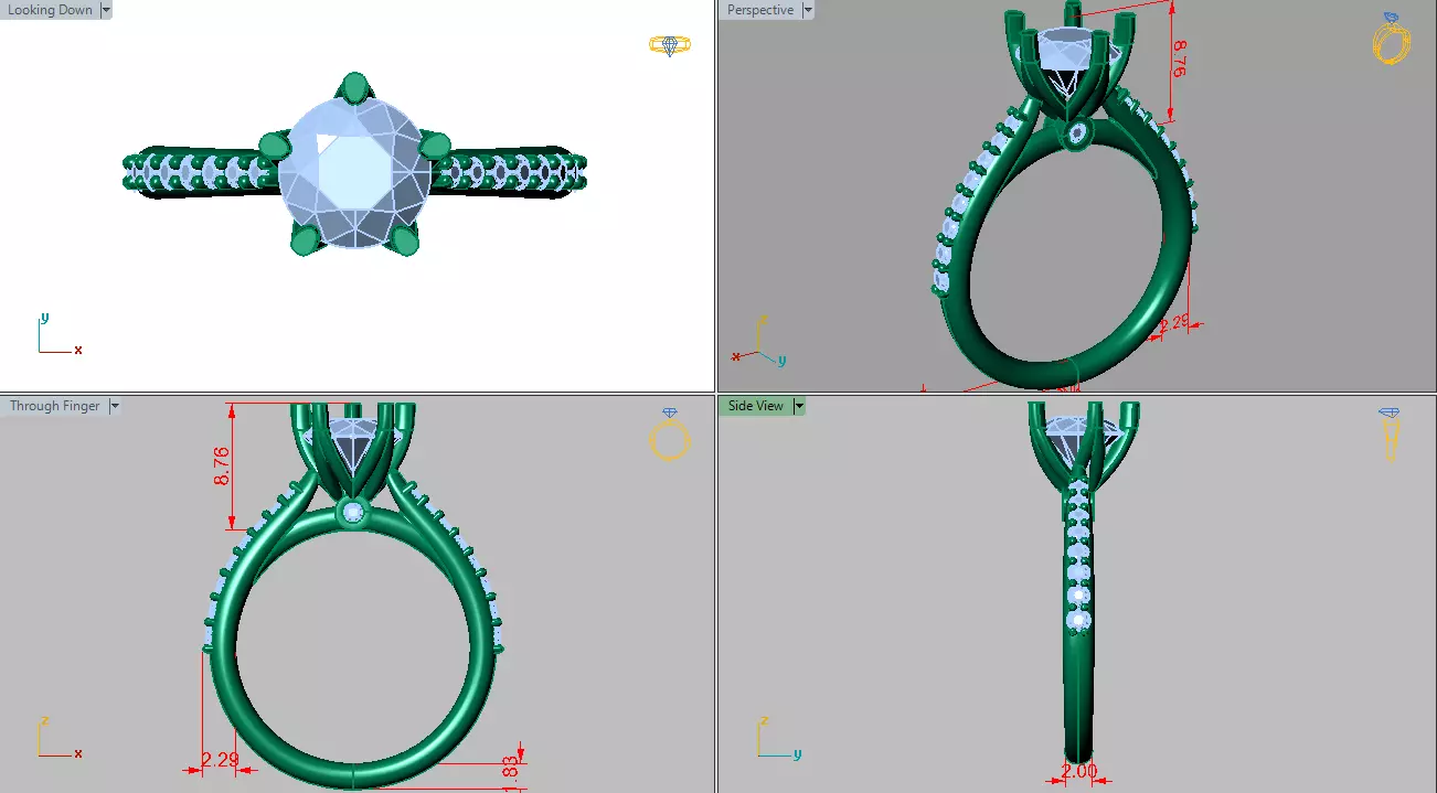 6 prongs cathedral ring 3D print model_4