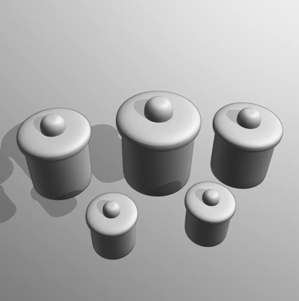 Pastel Storage Jar Set Low-poly 3D model_5