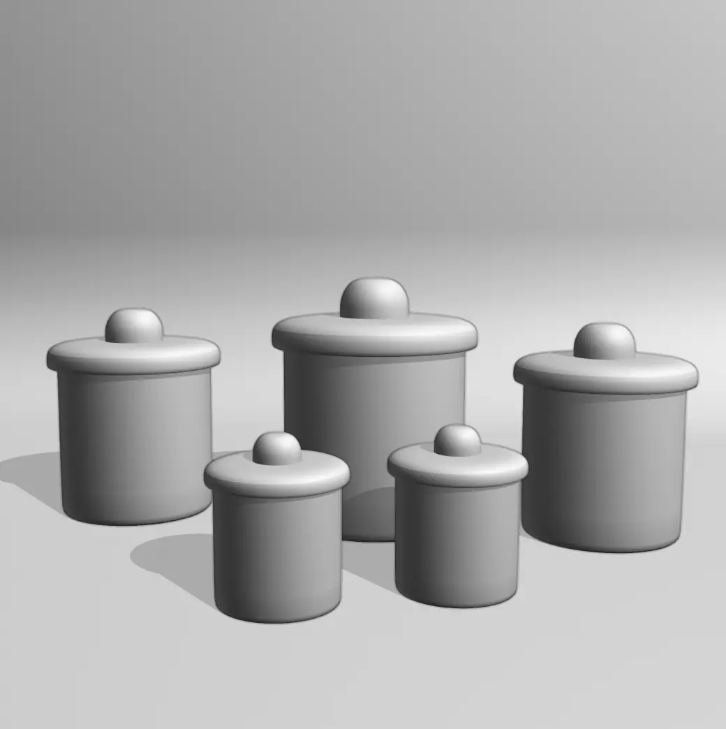 Pastel Storage Jar Set Low-poly 3D model_2