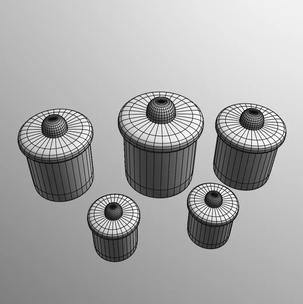 Pastel Storage Jar Set Low-poly 3D model_4