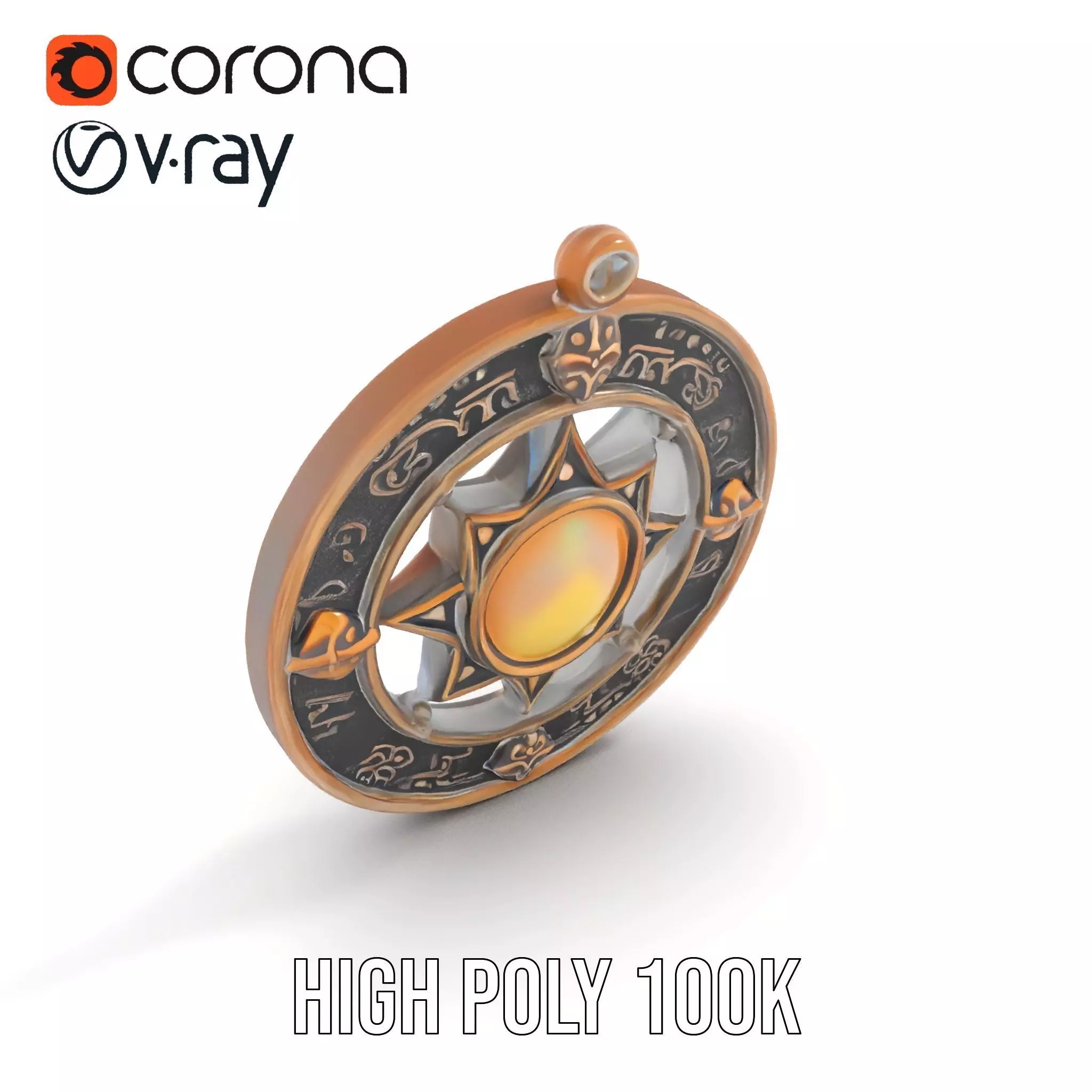 Antique Compass Amulet model pack Low-poly 3D model_9