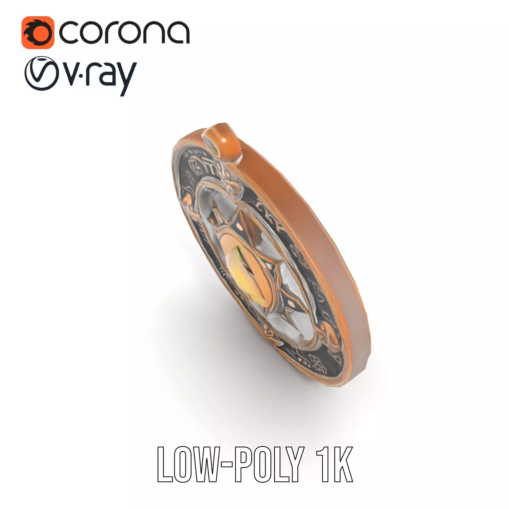 Antique Compass Amulet model pack Low-poly 3D model_16