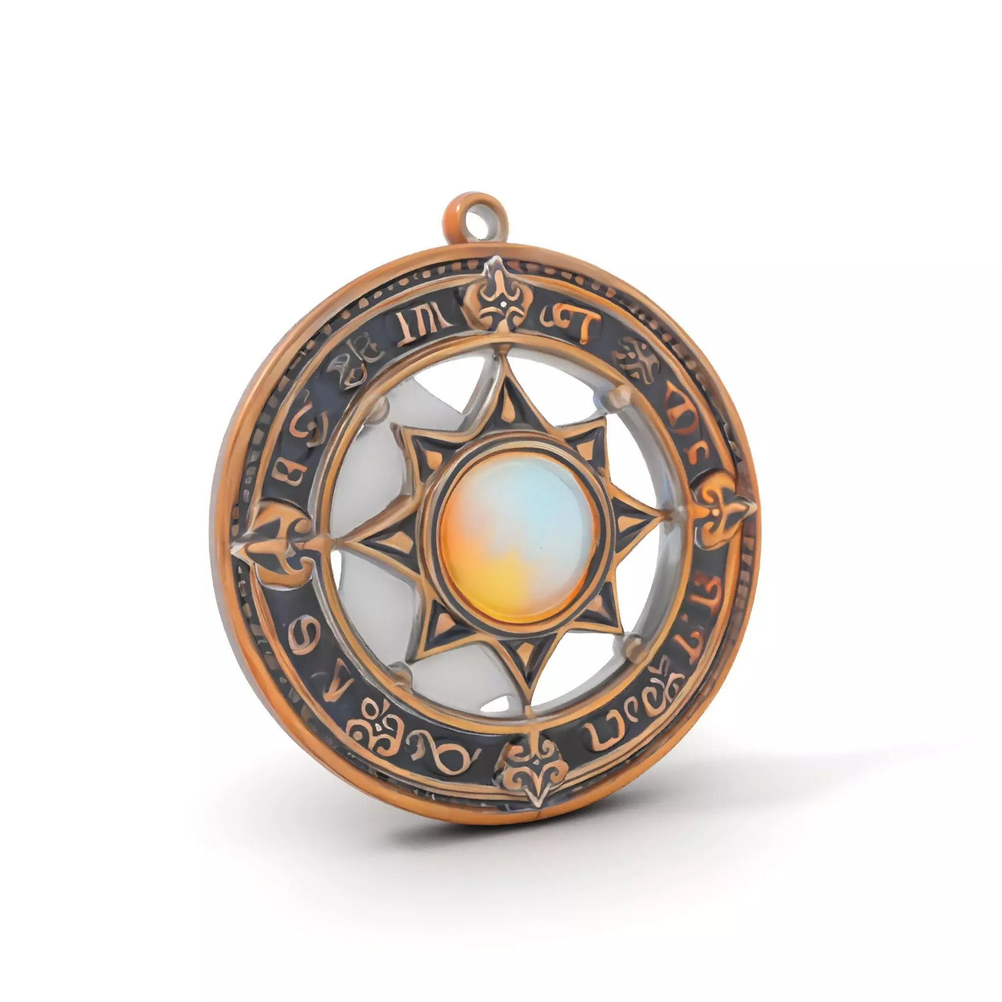 Antique Compass Amulet model pack Low-poly 3D model_0