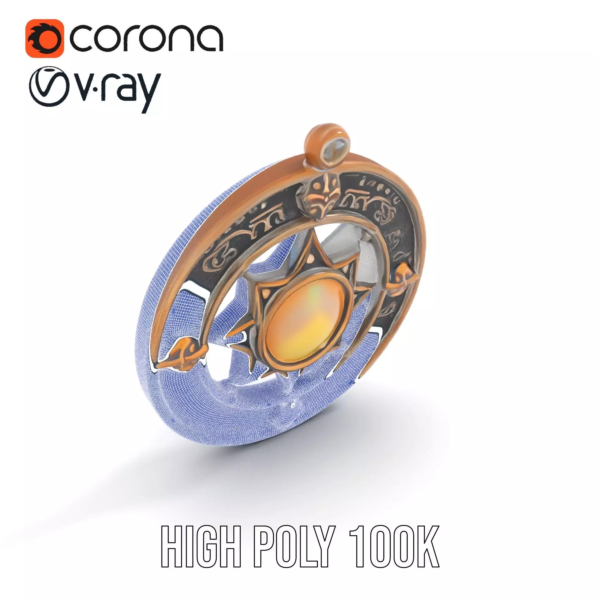 Antique Compass Amulet model pack Low-poly 3D model_28